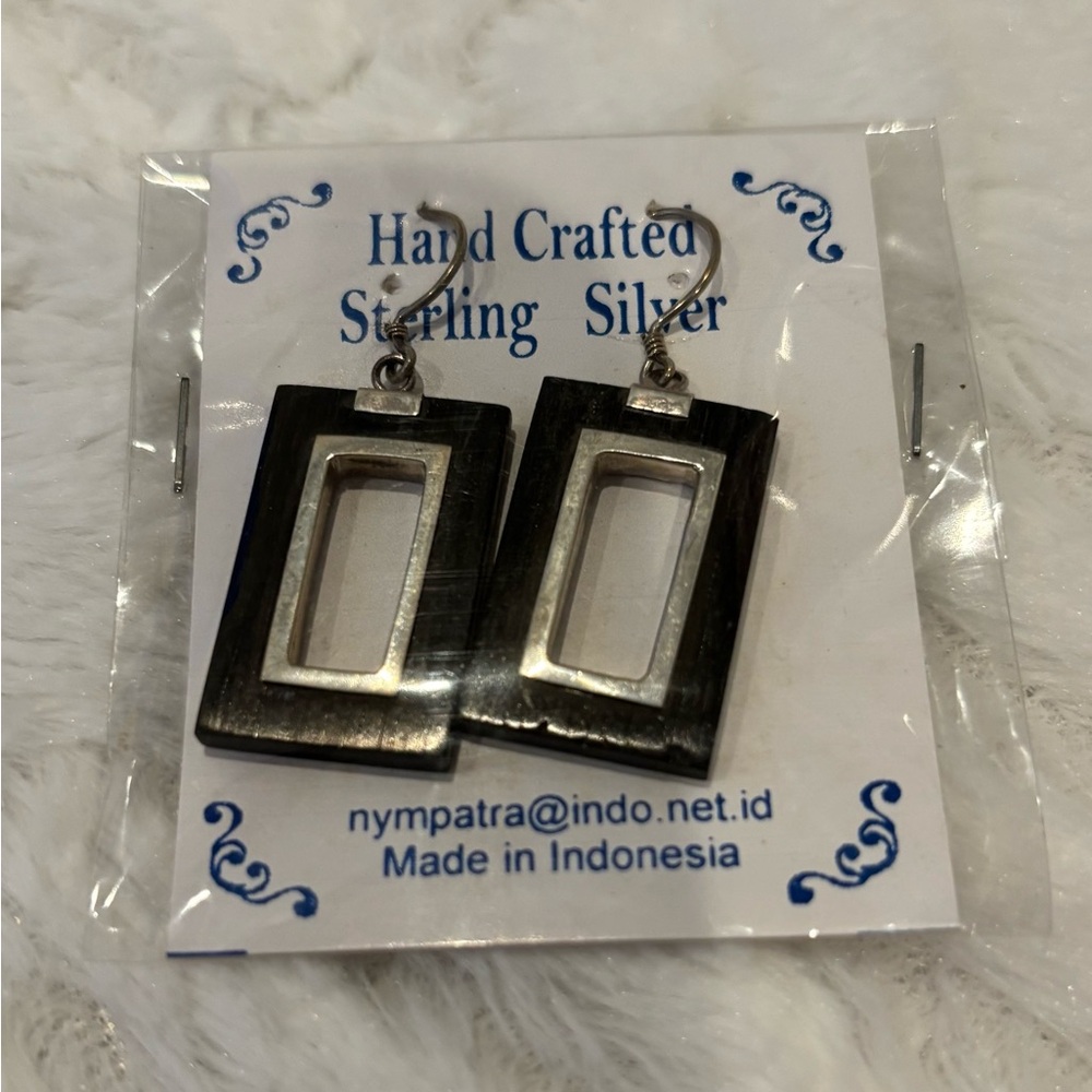 Handcrafted Sterling Silver and Black Earrings
